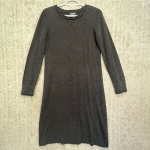 J. Jill Long Gray Knit Sweater Dress Sz XS Rolled Cuff Long Sleeve Soft Cozy